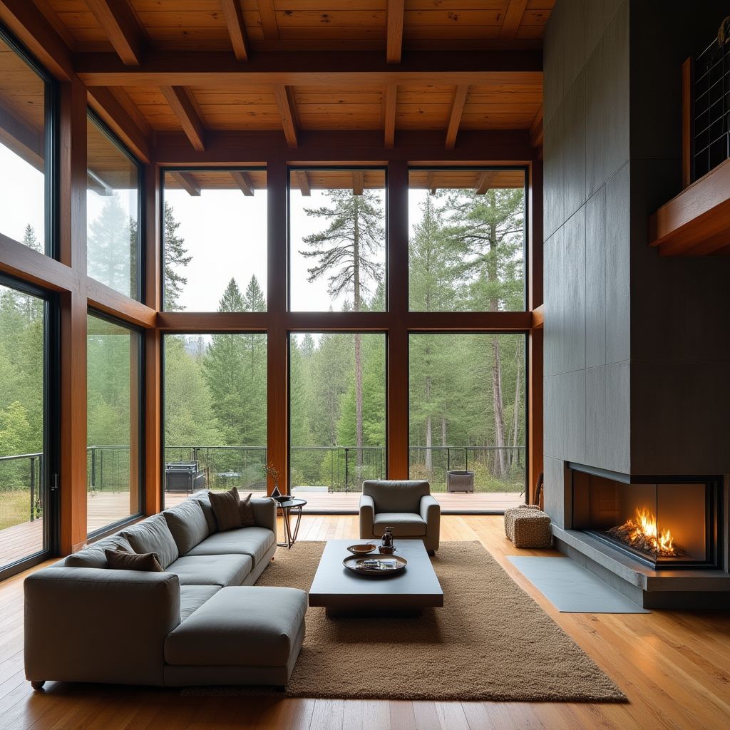 Przestronny salon z elementami wiejskimi